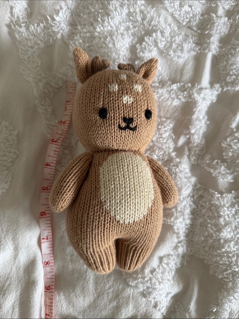 Cuddle & Kind Knit Deer Plush Stuffed Animal - Beige with Cream Chest